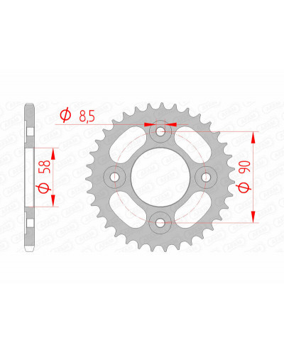 Couronne Moto AFAM Couronne AFAM 34 dents acier pas 420 type 10117 Honda MSX125