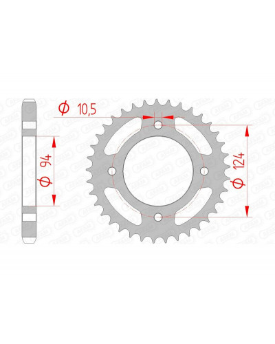 Couronne Moto AFAM Couronne AFAM 34 dents acier pas 530 type 10505 Honda CB500