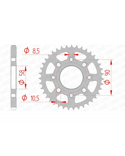 Couronne Moto AFAM Couronne AFAM 35 dents acier pas 428 type 10201 Daelim 100 Altino