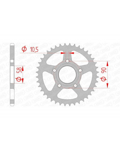 Couronne Moto AFAM Couronne AFAM 35 dents acier pas 520 type 10215