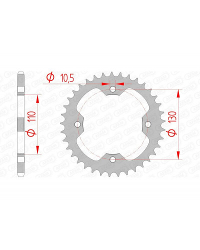 Couronne Moto AFAM Couronne AFAM 35 dents acier pas 520 type 16406 Kawasaki KFX450R