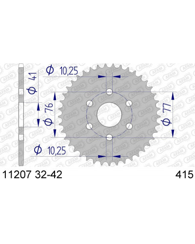 Couronne Moto AFAM Couronne AFAM 35 dents alu pas 415 type 11207 Honda NSF250R