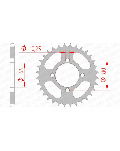 Couronne Moto AFAM Couronne AFAM 36 dents acier pas 520 type 12214 Yamaha