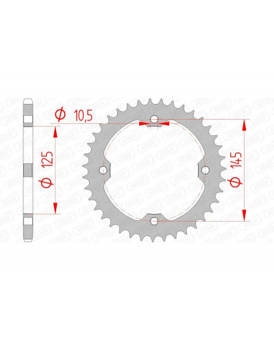 Couronne Moto AFAM Couronne AFAM 36 dents acier pas 520 type 12407 Yamaha