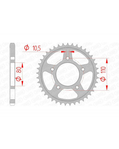 Couronne Moto AFAM Couronne AFAM 36 dents acier pas 525 type 10504 Honda