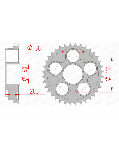 Couronne Moto AFAM Couronne AFAM 36 dents acier pas 525 type 50605 Ducati