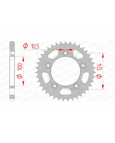 Couronne Moto AFAM Couronne AFAM 36 dents acier pas 525 type 50612 Ducati