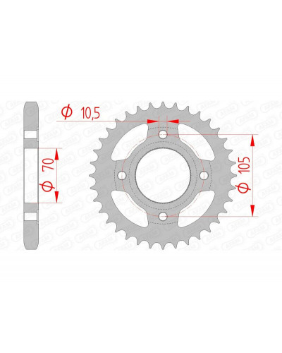 Couronne Moto AFAM Couronne AFAM 36 dents acier pas 530 type 10401 Honda