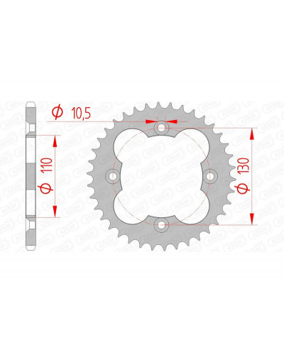 Couronne Moto AFAM Couronne AFAM 37 dents acier pas 520 type 10318