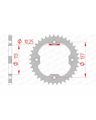 Couronne Moto AFAM Couronne AFAM 37 dents acier pas 520 type 14412 Suzuki