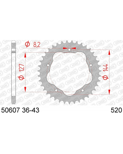 Couronne Moto AFAM Couronne AFAM 37 dents acier pas 520 type 50607