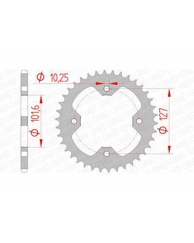 Couronne Moto AFAM Couronne AFAM 37 dents acier pas 520 type 98500 Polaris 450S Outlaw