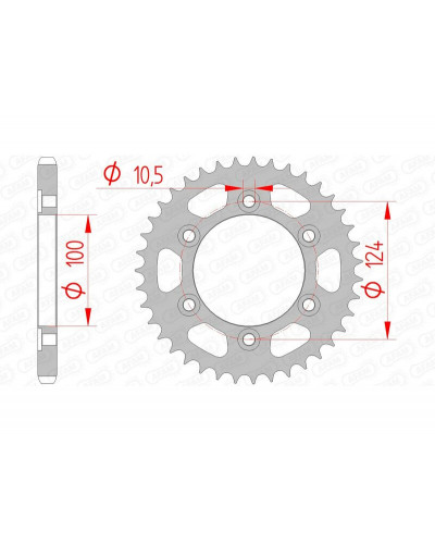 Couronne Moto AFAM Couronne AFAM 37 dents acier pas 525 type 50609 Ducati