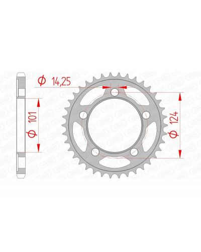 Couronne Moto AFAM Couronne AFAM 37 dents acier pas 525 type 71801 KTM