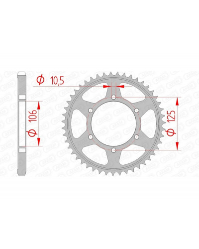 Couronne Moto AFAM Couronne AFAM 37 dents acier pas 525 type 86605 Triumph Bonneville 1200