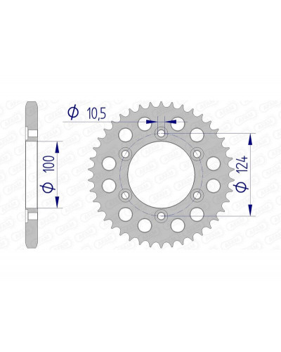 Couronne Moto AFAM Couronne AFAM 37 dents alu pas 525 type 51609