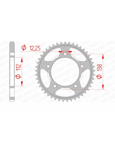 Couronne Moto AFAM Couronne AFAM 38 dents acier pas 525 type 10613 Honda