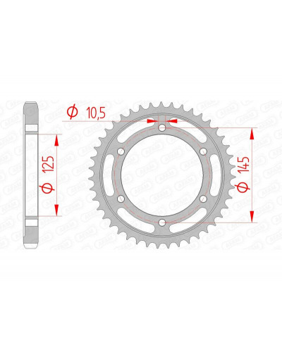 Couronne Moto AFAM Couronne AFAM 38 dents acier pas 530 type 12601 Yamaha