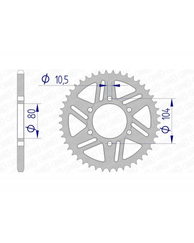 Couronne Moto AFAM Couronne AFAM 38 dents alu pas 520 type 17606 Kawasaki