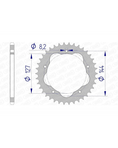 Couronne Moto AFAM Couronne AFAM 38 dents alu pas 520 type 51607 Ducati