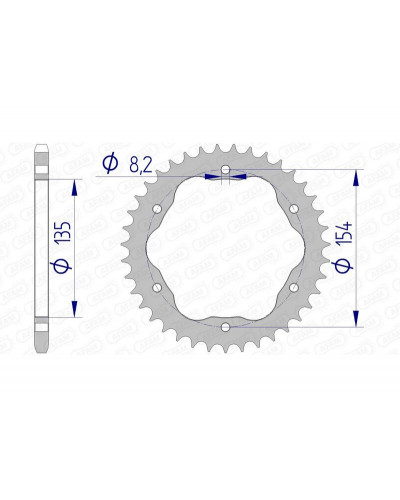 Couronne Moto AFAM Couronne AFAM 38 dents alu pas 520 type 51804 Ducati