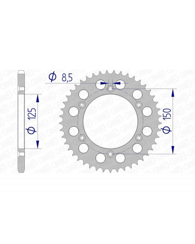 Couronne Moto AFAM Couronne AFAM 38 dents alu pas 520 type 72304N