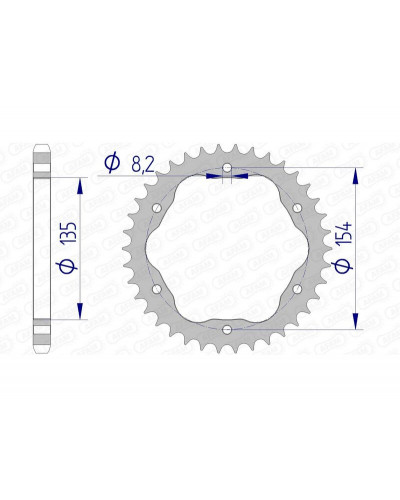 Couronne Moto AFAM Couronne AFAM 38 dents alu pas 525 type 51803 Ducati