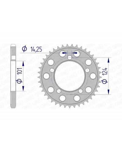 Couronne Moto AFAM Couronne AFAM 38 dents alu pas 525 type 72801 KTM