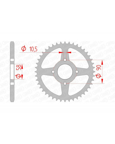 Couronne Moto AFAM Couronne AFAM 39 dents acier pas 520 type 10221