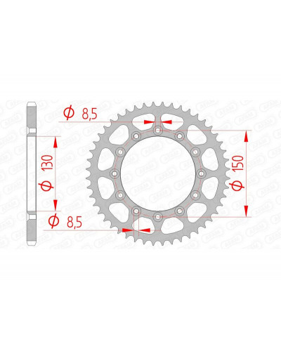 Couronne Moto AFAM Couronne AFAM 39 dents acier pas 520 type 12323