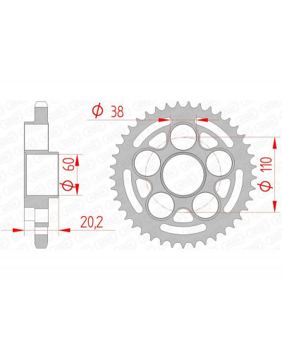 Couronne Moto AFAM Couronne AFAM 39 dents acier pas 525 type 50800 Ducati