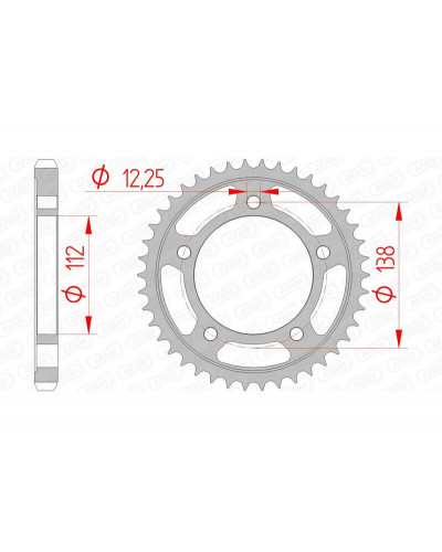 Couronne Moto AFAM Couronne AFAM 39 dents acier pas 530 type 10508 Honda