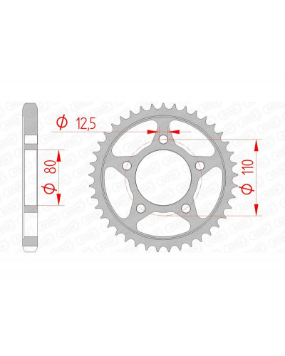 Couronne Moto AFAM Couronne AFAM 39 dents acier pas 530 type 10605 Honda