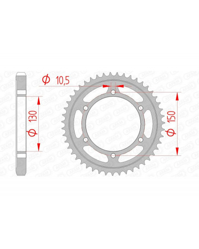 Couronne Moto AFAM Couronne AFAM 39 dents acier pas 530 type 12801 Yamaha