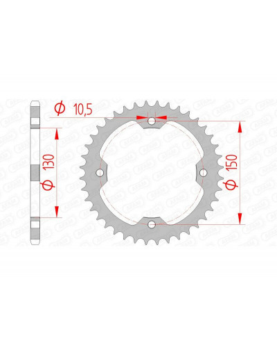 Couronne Moto AFAM Couronne AFAM 40 dents acier pas 520 type 92328