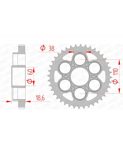 Couronne Moto AFAM Couronne AFAM 40 dents acier pas 530 type 50900 Ducati Multistrada 1200