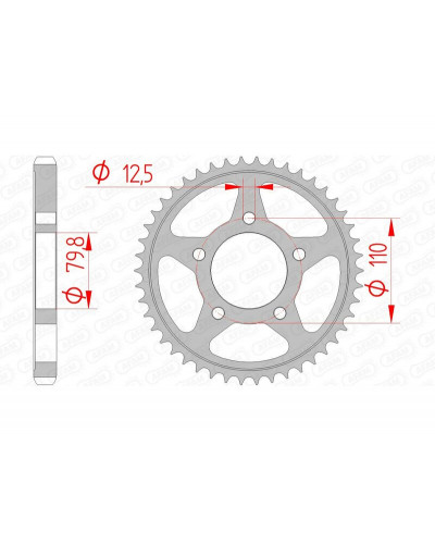 Couronne Moto AFAM Couronne AFAM 40 dents acier pas 530 type 86600 Triumph