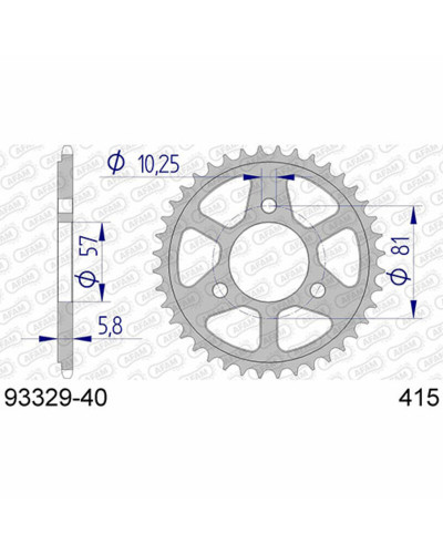 Couronne Moto AFAM Couronne AFAM 40 dents alu pas 415 type 93329