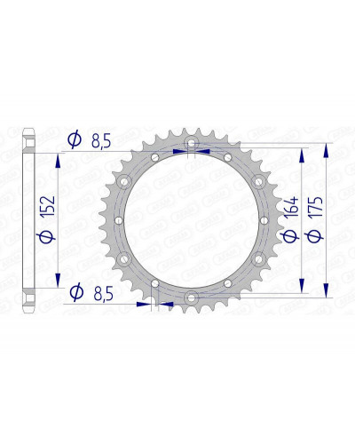 Couronne Moto AFAM Couronne AFAM 40 dents alu pas 520 type 13500 Yamaha