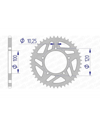 Couronne Moto AFAM Couronne AFAM 40 dents alu pas 520 type 36801 Aprilia