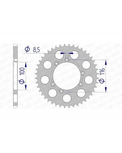 Couronne Moto AFAM Couronne AFAM 40 dents alu pas 520 type 93303