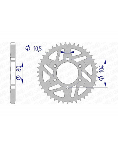 Couronne Moto AFAM Couronne AFAM 40 dents alu pas 525 type 17610 Kawasaki