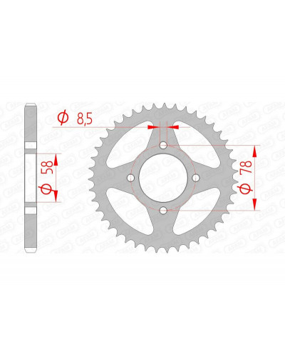 Couronne Moto AFAM Couronne AFAM 41 dents acier pas 428 type 14201