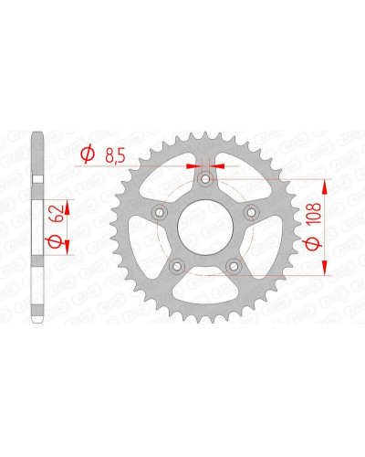 Couronne Moto AFAM Couronne AFAM 41 dents acier pas 520 type 44203