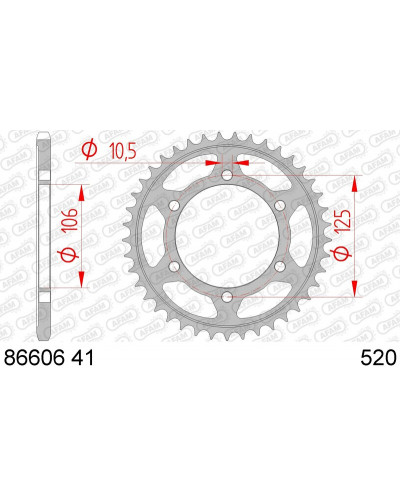 Couronne Moto AFAM Couronne AFAM 41 dents acier pas 520 type 86606 Triumph Street Twin 900