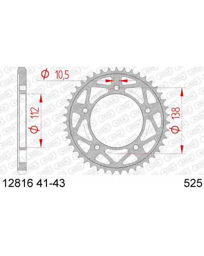 Couronne Moto AFAM Couronne AFAM 41 dents acier pas 525 type 12816 Yamaha YZF-R1