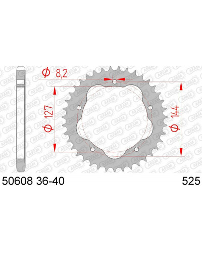 Couronne Moto AFAM Couronne AFAM 41 dents acier pas 525 type 50608K