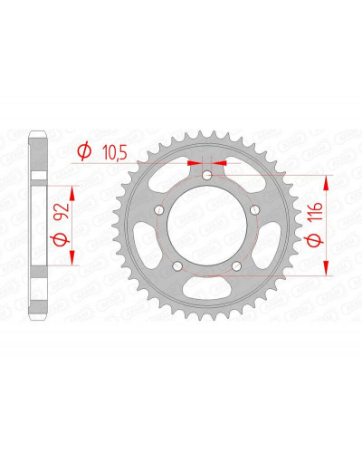 Couronne Moto AFAM Couronne AFAM 41 dents acier pas 530 type 16900 Kawasaki ZZR1400