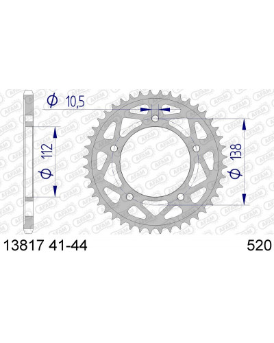 Couronne Moto AFAM Couronne AFAM 41 dents alu pas 520 type 13817 Yamaha YZF-R1