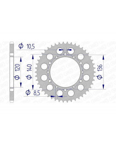 Couronne Moto AFAM Couronne AFAM 41 dents alu pas 520 type 17404